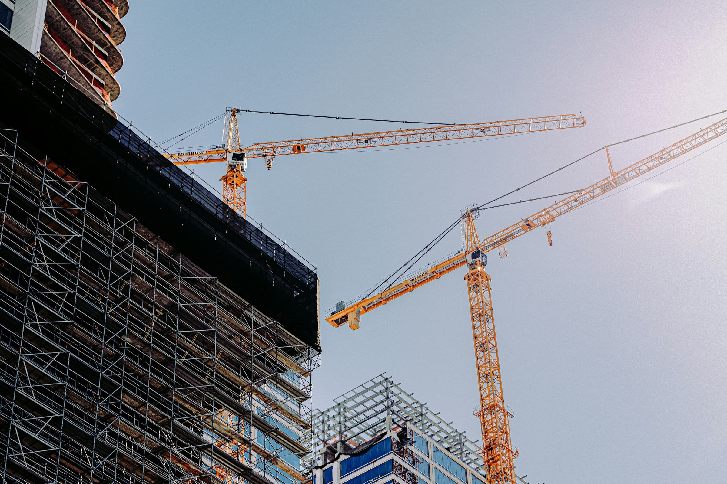 Crane over a residential building under construction